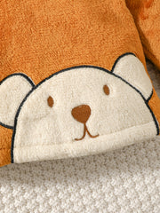 Baby Boys Bear Embroidered Fleece Jacket Hooded Winter Coat