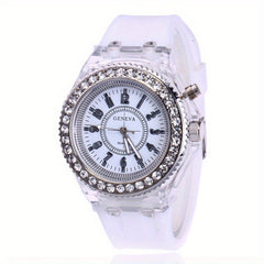 LED Rhinestone Luminous Quartz Watch - Assorted Colors