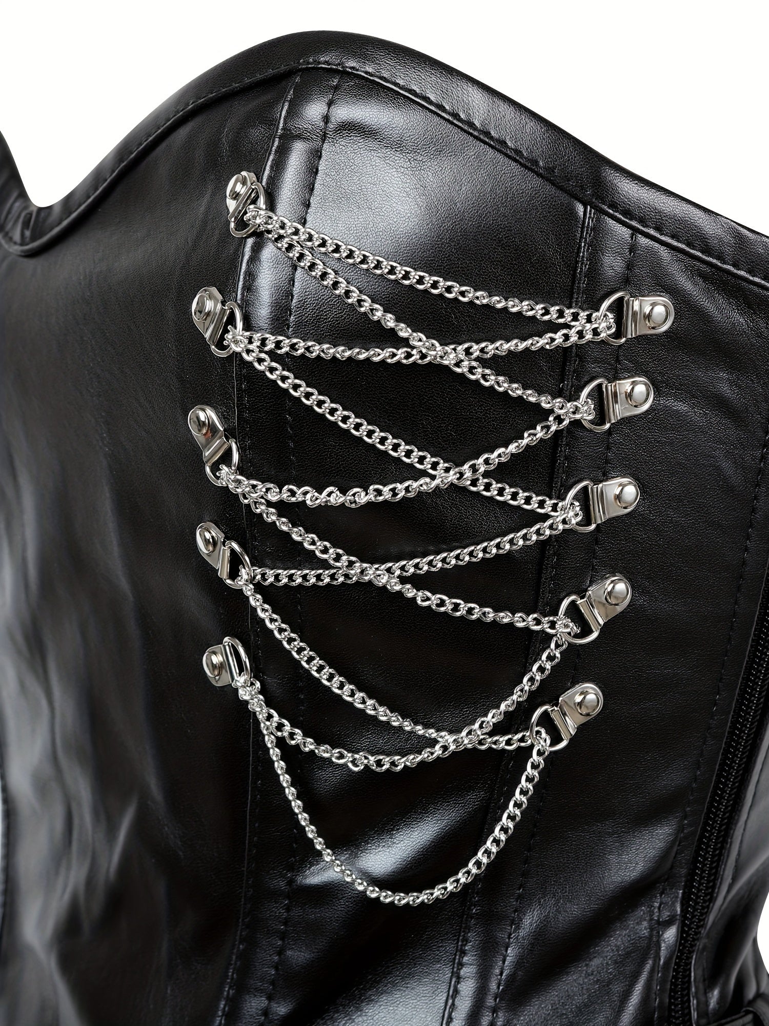 Gothic Leather Strapless Corset Tummy Control Slimmer Lace Up