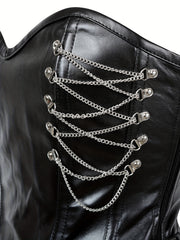 Gothic Leather Strapless Corset Tummy Control Slimmer Lace Up
