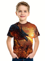 Boys' Evil Dragon Graphic T Shirt 3D Print Active Stretch Tee