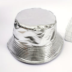 Sparkly Hip Hop Bucket Hat Solid Casual Travel Beach Hats Unisex Fisherman Cap