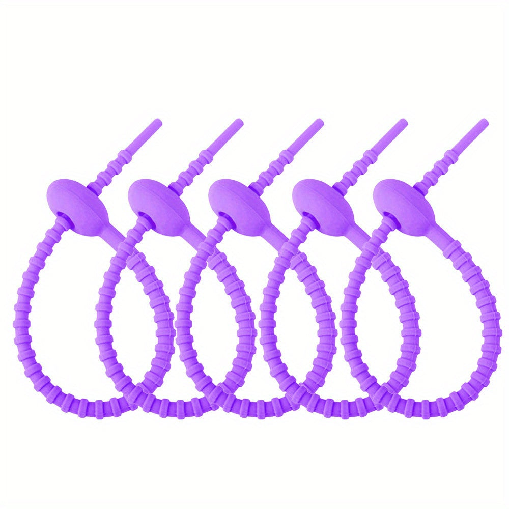 10pcs Silicon Cable Ties Reusable Candy Cable Organizer Silicone Keychain