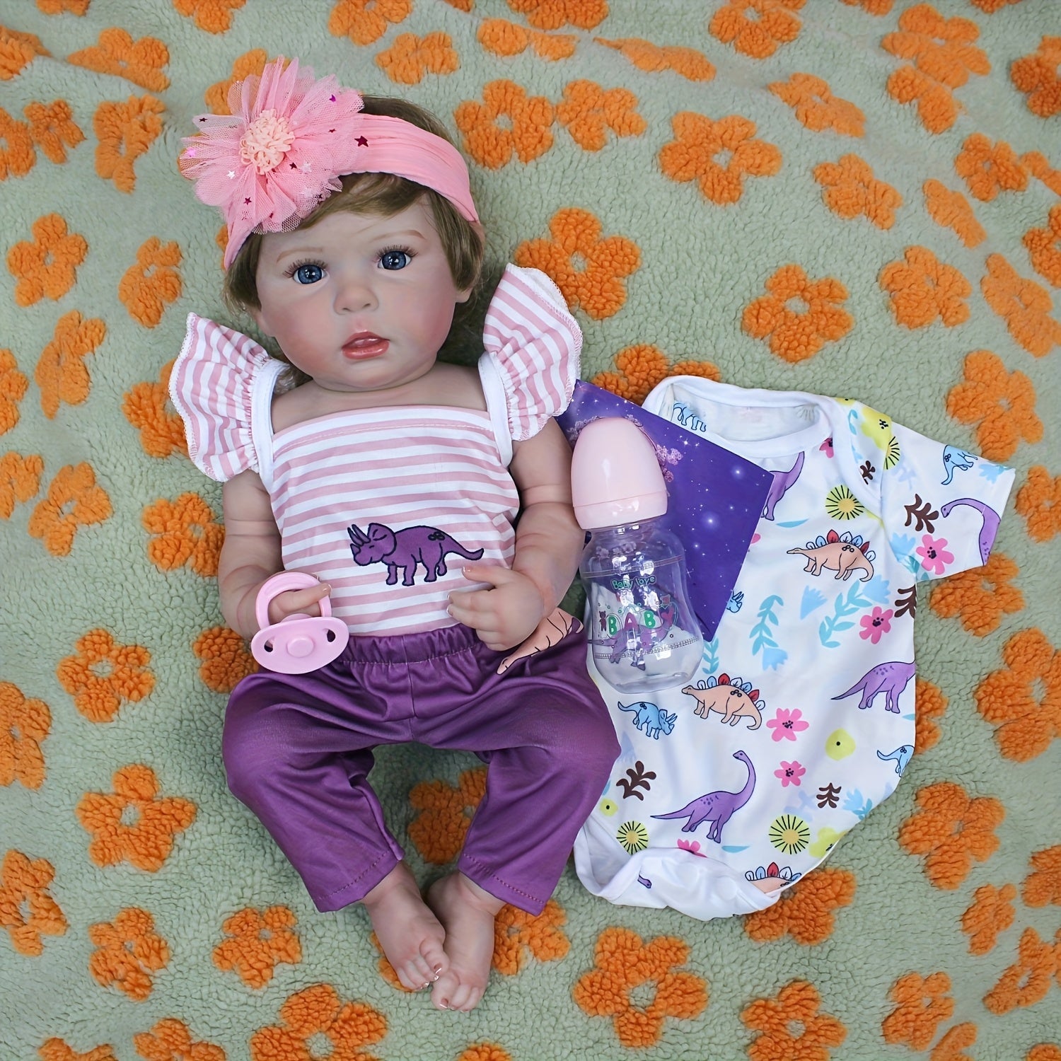 46cm Reborn Doll Open Eyes 2 Outfits Waterproof Rooted Hair Perfect Gift