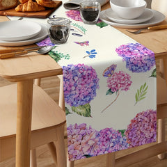 Rustic Floral Hydrangea Table Runner Heat Resistant Washable 13x7