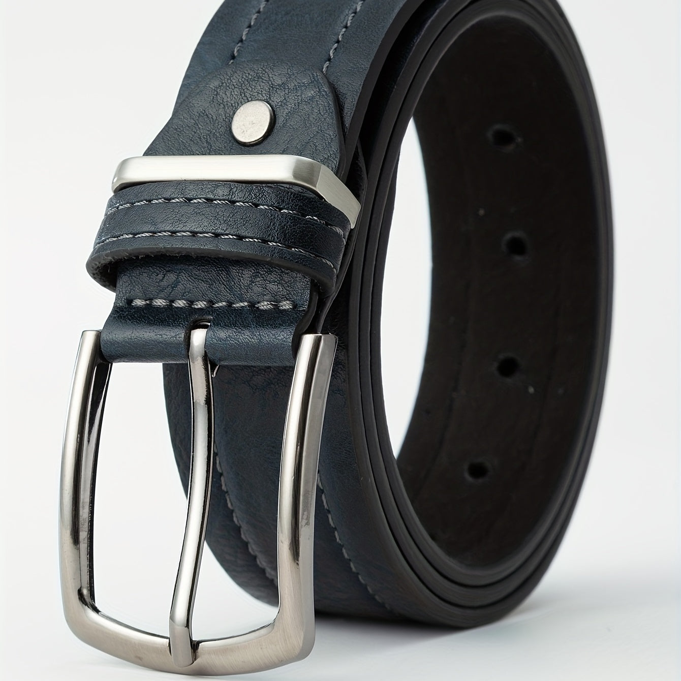 Men's Leather Belt Square Pin Buckle Accessories