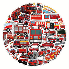 55pcs Fire Truck Themed Vinyl Stickers for Laptop Water Bottle Phone Skateboard