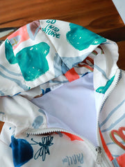 Boys Graffiti Windbreaker Hooded Jacket Long Sleeve Zip Up Jacket
