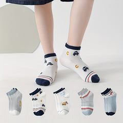 Cartoon Car Knit Crew Socks for Boys