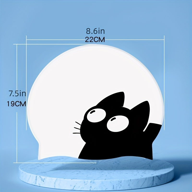 Cat Print Children's Swimming Cap High Elastic Silicone Waterproof