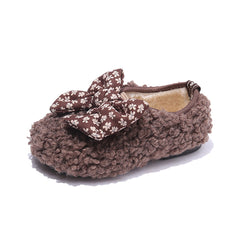 Girls Fleece Flats Soft Sole Anti Slip Indoor Outdoor Slippers Plush Warm Shoes