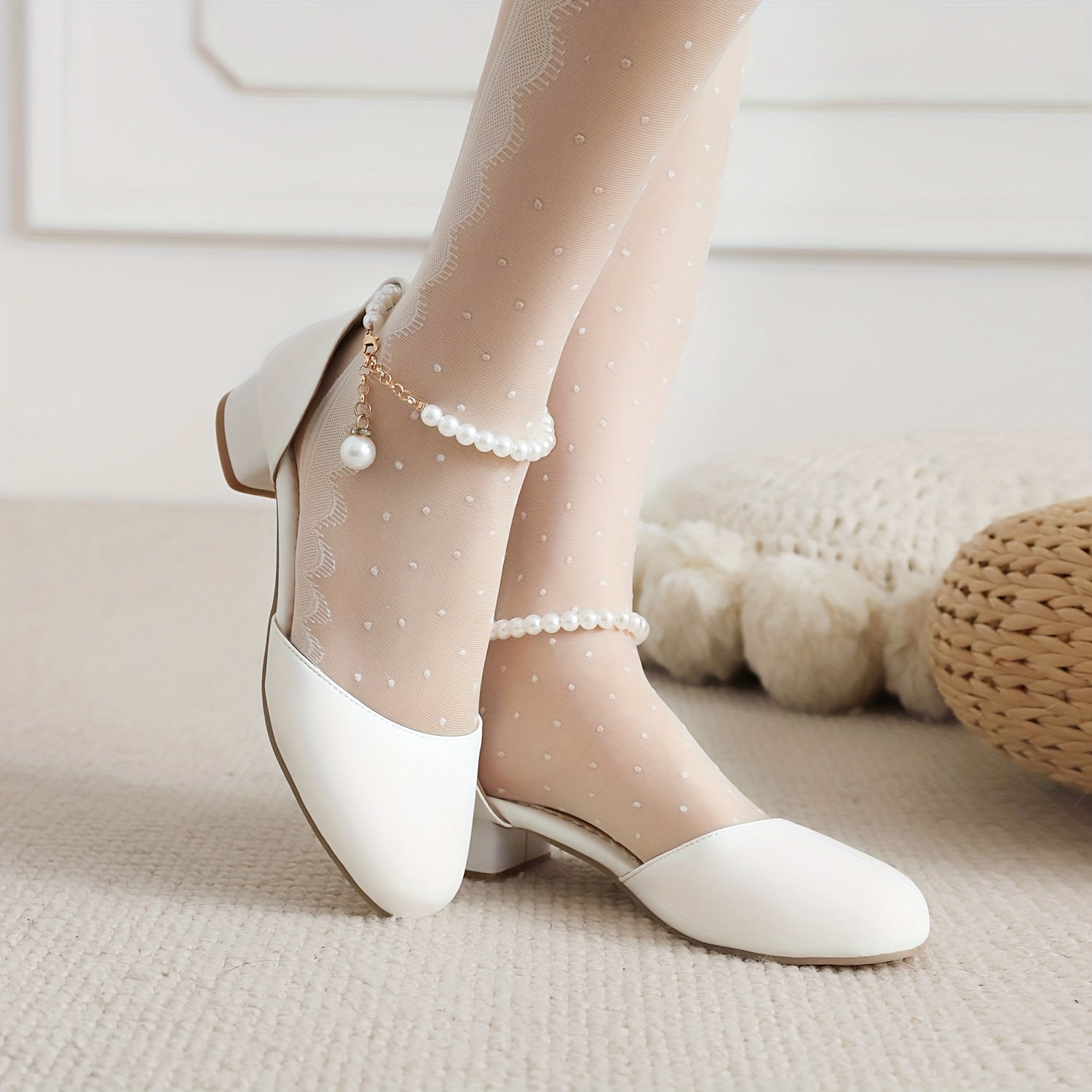 Closed Round Toe Low Heel Pumps Ankle Strap Flats Women's Footwear