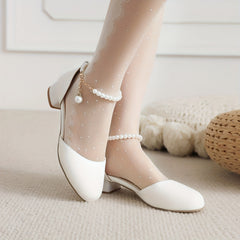 Closed Round Toe Low Heel Pumps Ankle Strap Flats Women's Footwear