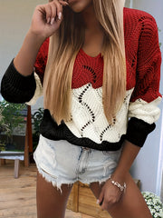 Colorblock V Neck Sweater