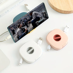 Portable Data Cable Storage Box with Phone Holder