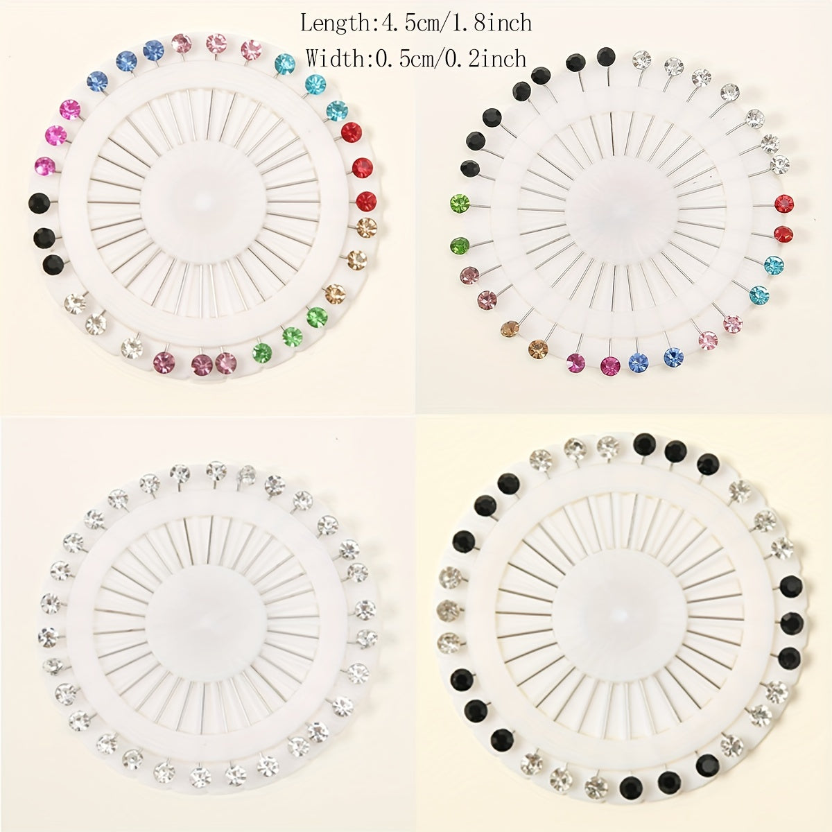 30pcs Colorful Rhinestone Hijab Pins Safety Scarf Shawl Pin Crystal Brooch