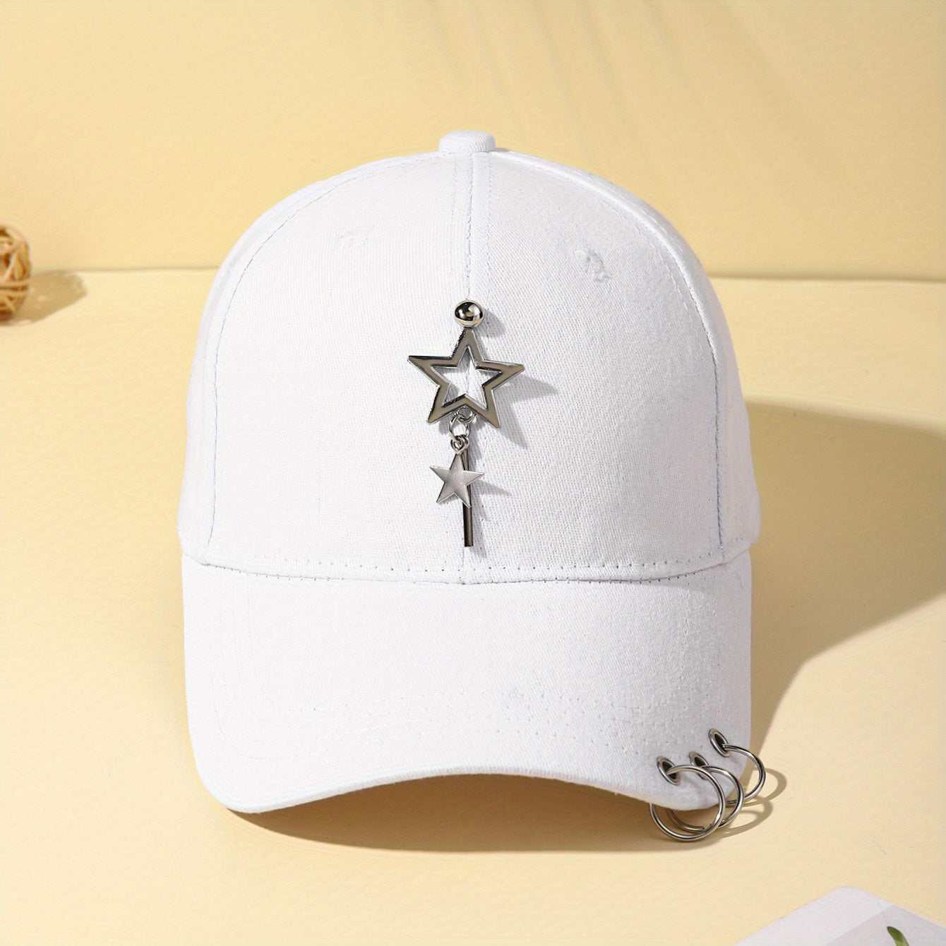Pentagram Ring Rivet Baseball Cap Hip Hop Sun Hat Unisex Couple Dad Hats