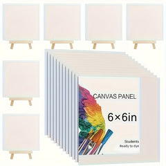 12pcs Easel Set with 6pcs 24x15 Canvas and 6pcs Pine Easel