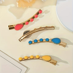 4pcs Colorful Women's Hair Clip Luminous Halloween Hair Clip