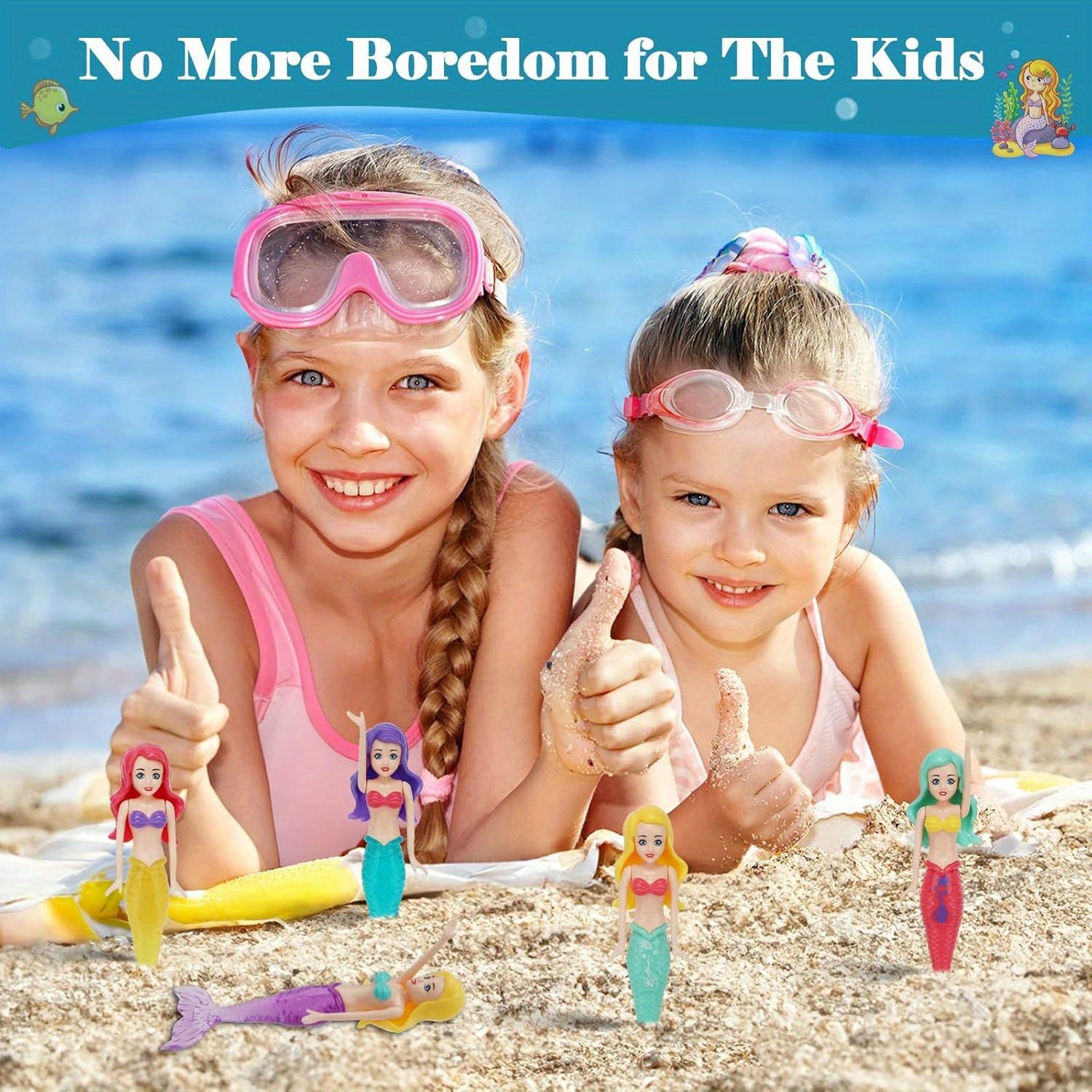 5pcs Mermaid Bath Toys for Girls & Boys with Gloves & Scarf