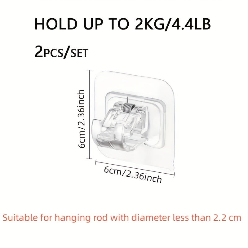 2pcs Adhesive Curtain Rod Bracket Holder Nail Wall Mounted
