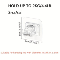 2pcs Adhesive Curtain Rod Bracket Holder Nail Wall Mounted