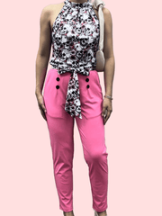 Skull Print Tops & Solid Pants Set Sleeveless Outfits