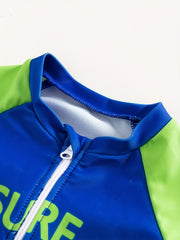 Kids Sun Protection Zip Up Onesie Swimsuit Short Sleeved