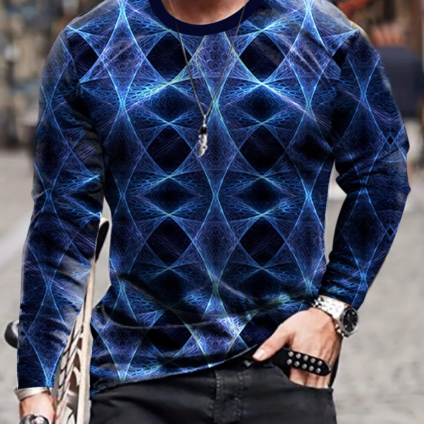 3D Print Men's Long Sleeve Vintage T-Shirt for Autumn