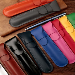 Retro PU Pencil Case Business Portable Pen Cover Flip Storage