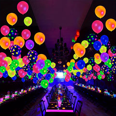 Neon Polka Dot Blacklight Balloons - Glow In The Dark Balloons