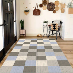 Checkered Non Slip Carpet Large Machine Washable for Daily Use