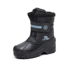 Boy's Warm Fleece Snow Boots High Top Cozy Non slip Plush Outdoor Hiking Shoes