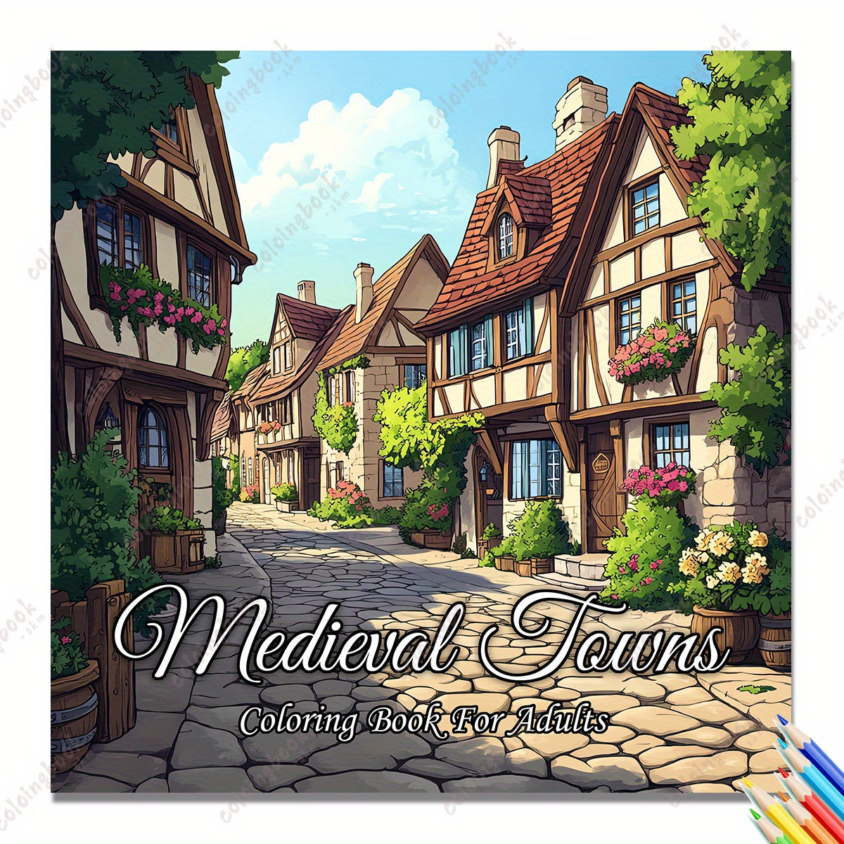 Medieval Towns Coloring Book for Adults: 22 Pages of Deluxe Edition Drawings