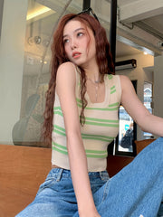 Striped Knitted Tank Top Sleeveless Summer Women's Clothing