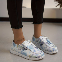 Women's Ink Painting Canvas Shoes Lace Up Lightweight Low Top Shoes