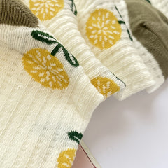 5 Pairs Floral & Striped Print Socks Women's Stockings & Hosiery