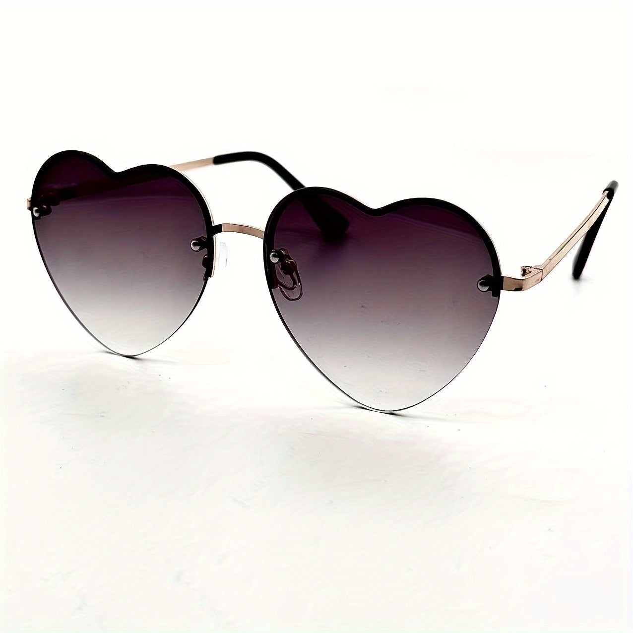 Heart Shape Lens Sunglasses Metal Frame Outdoor Party Vacation Travel