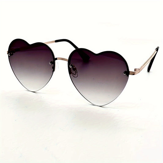 Heart Shape Lens Sunglasses Metal Frame Outdoor Party Vacation Travel