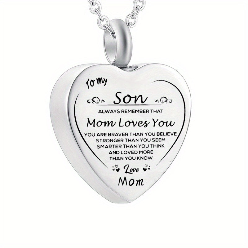 Heart Cremation Urn Necklace Stainless Steel Pendant Keepsake Gift