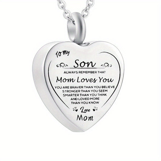 Heart Cremation Urn Necklace Stainless Steel Pendant Keepsake Gift