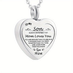 Heart Cremation Urn Necklace Stainless Steel Pendant Keepsake Gift