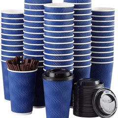 90 Pcs 16oz Disposable Ripple Wall Cups To Go Coffee Paper Cup