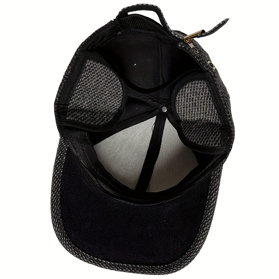 Men's Coldproof Baseball Cap with Ear Flap, Adjustable Outdoor Sports Hat