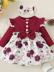 Floral Bunny Dress Set with Headband