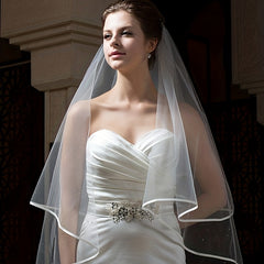 Romantic Style Bridesmaid Veil Hair Comb with Double Sided Ribbon Trim 1m