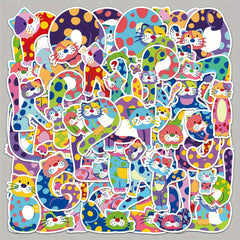 52pcs Cat Series Stickers for Guitar Skateboard Laptop Car
