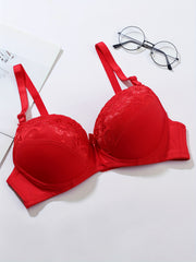 Lace Push Up Bra Comfy & Breathable Bow Tie Intimates Bra