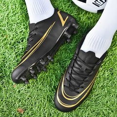Boy's High Top AG Cleat Football Boots Anti-skid Lace Up Soccer Cleats