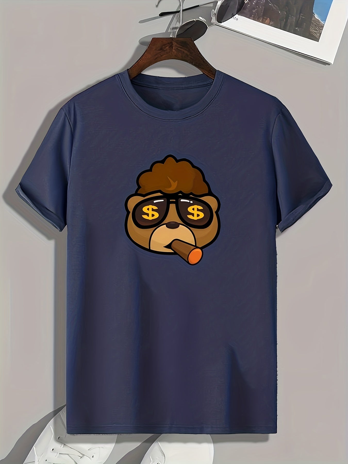 Cartoon Bear Pattern Print Men's Sports T-shirt